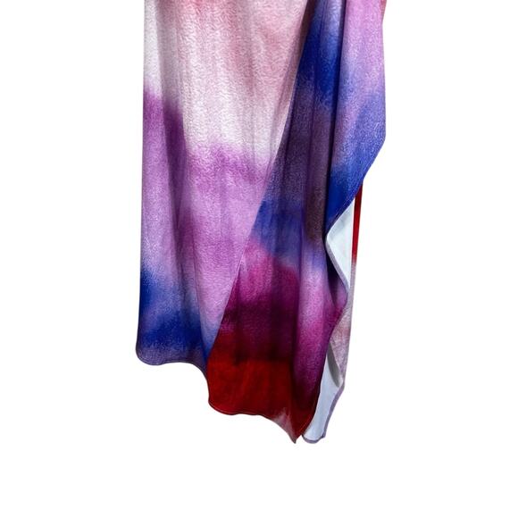 Zara Maxi Dress Womens S Multicolor Tie Dye Draped Ruched Slit Beachy Evening - Picture 4 of 7